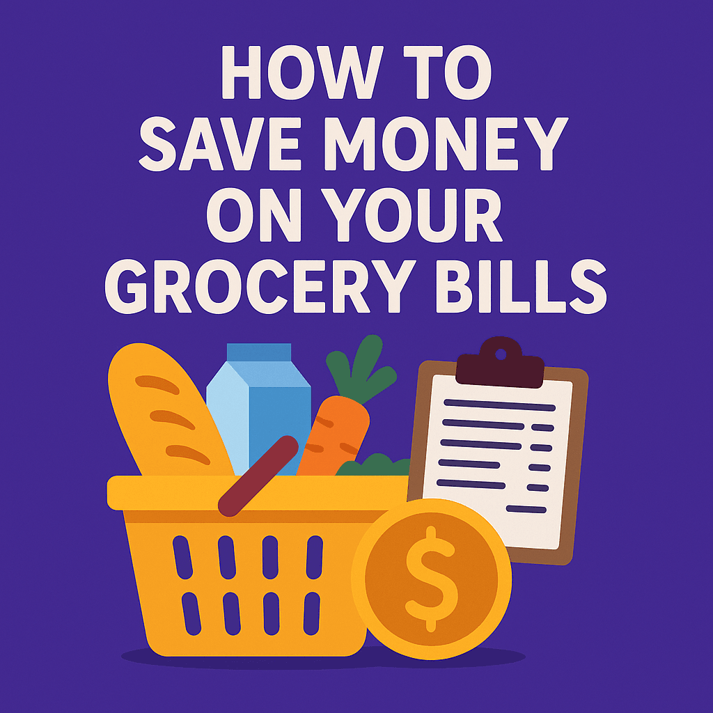 Woman comparing grocery prices and using coupons to save money on food shopping