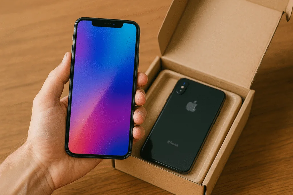 Keep More Money in Your Wallet - Save Me Monthly On: Hand holding a smartphone above a box with another phone inside